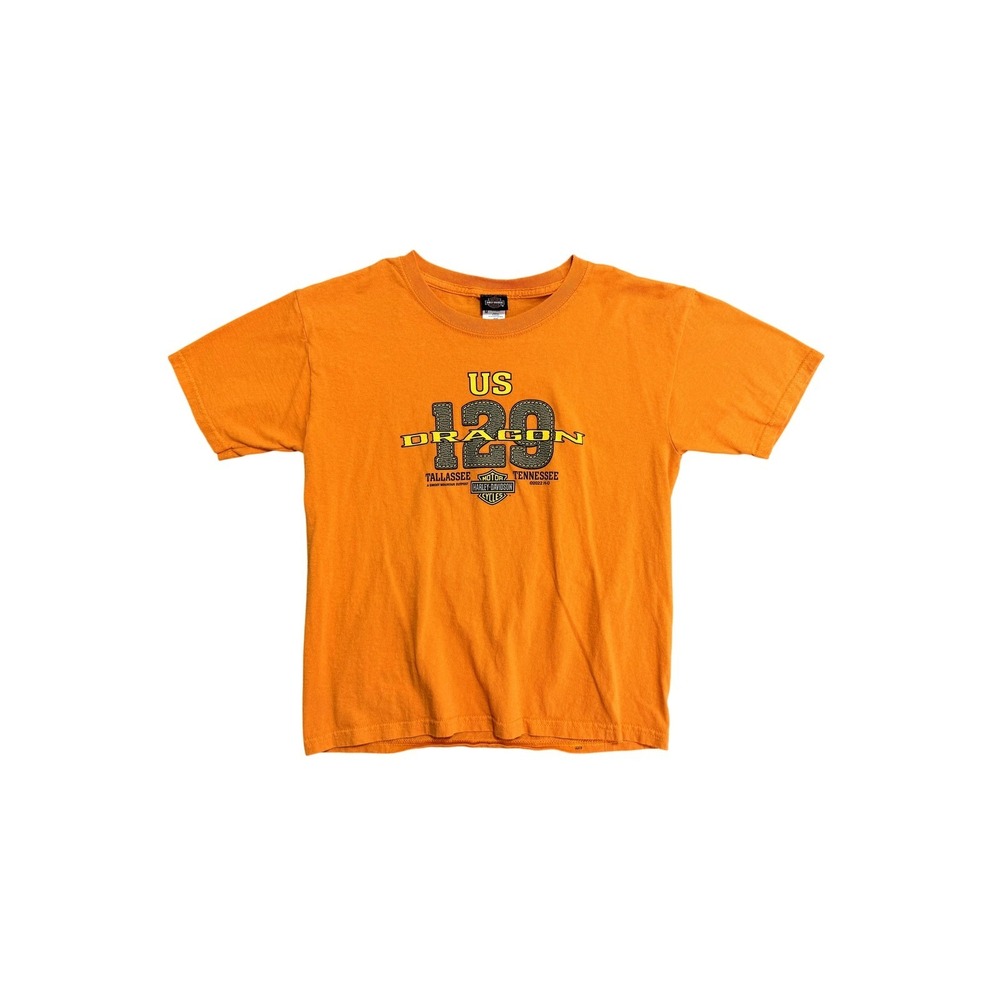 Harley-Davidson Shirt Youth Medium Orange US 129 Dragon Graphic Short Sleeve Tee